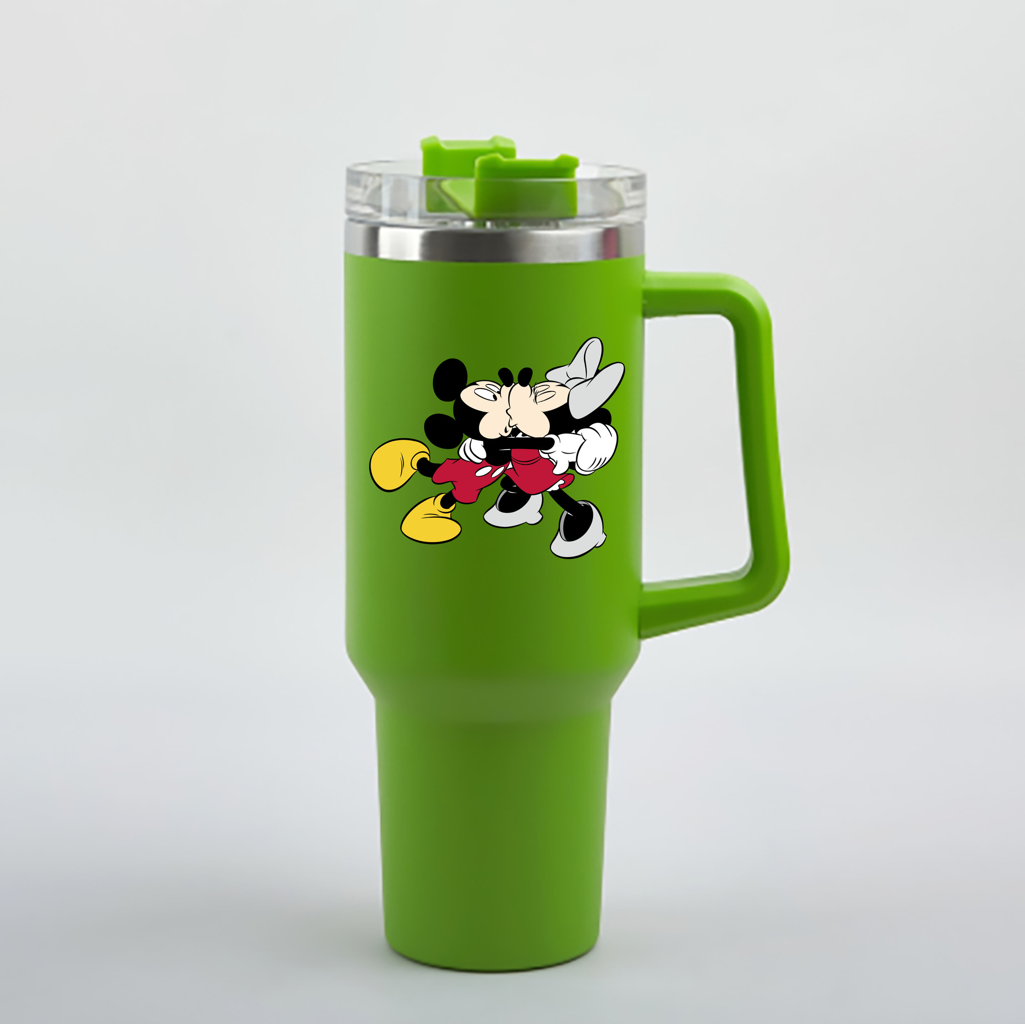 （画像用） ミッキーマウス Mickey Mouse 1200mL車用タンブラー - クリスタルステッカー（プラスチックストロー付き）